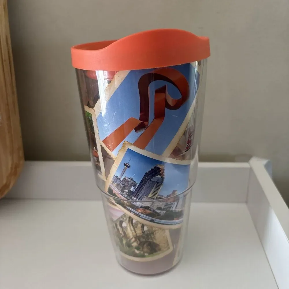 Tervis San Antonio Texas 24 oz Tumbler Cup Insulated Travel Souvenir Orange Lid